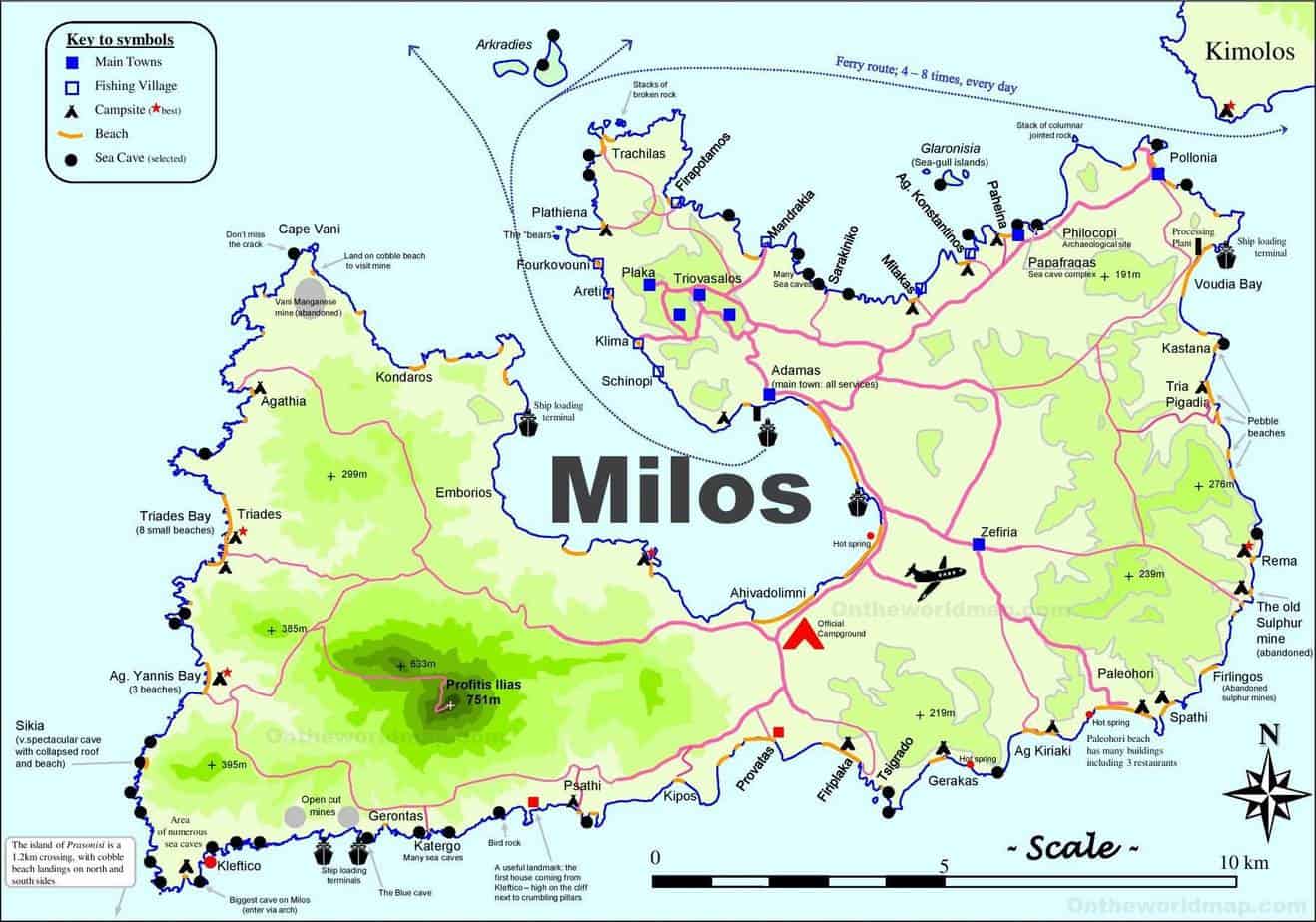 map of milos